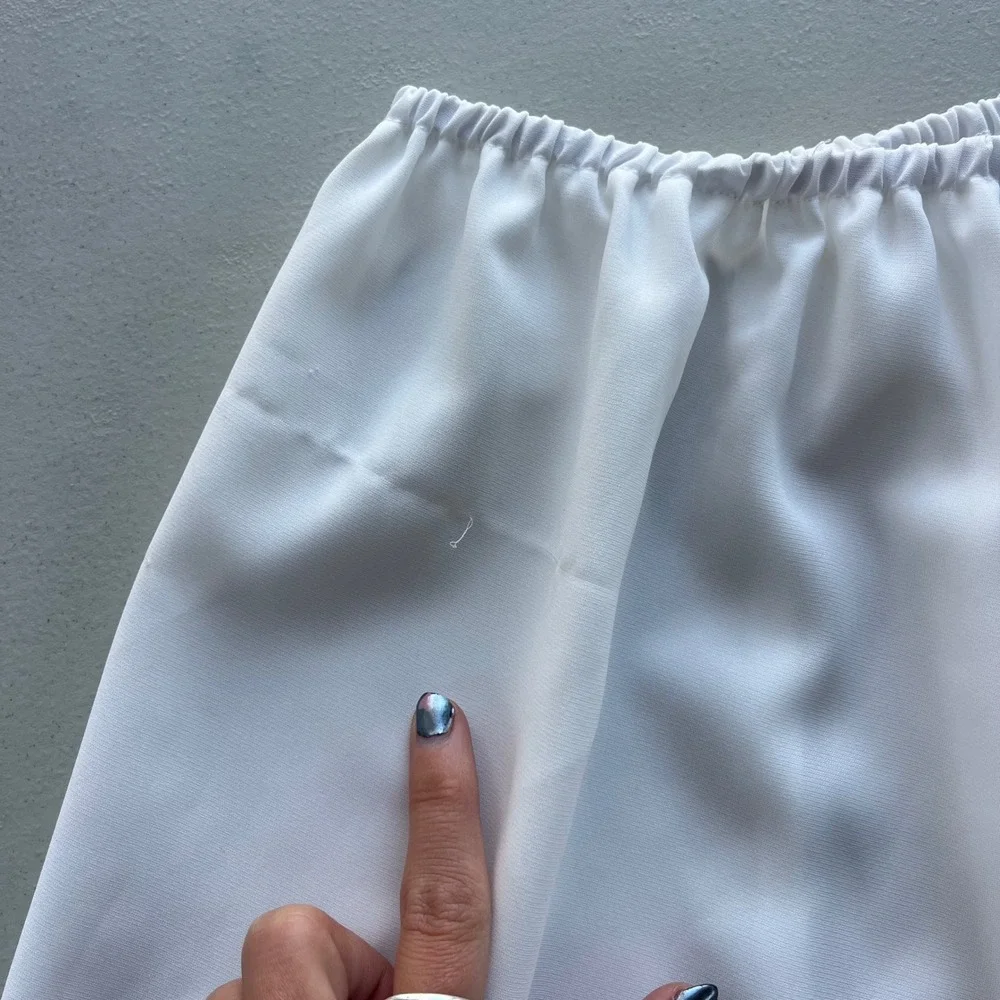 Greathe XL White Ruffle Hem Bow Elastic Waist Flowy Dancer Balletcore Wrap Skirt